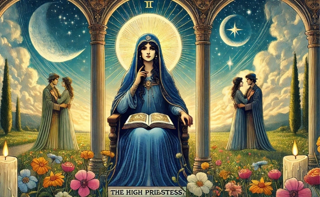 The High Priestess as intentions in a tarot reading.