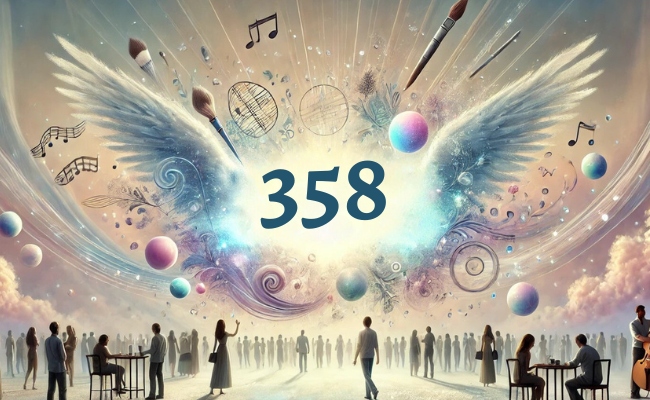 People looking at the 358 angel number in the clouds.