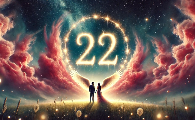 Couple in love admiring angel number 22.