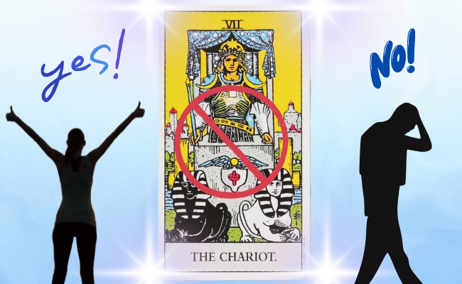 Chariot tarot card shown as a yes or no answer.