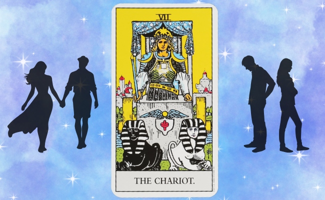 The Chariot tarot card depicted as love outcome.